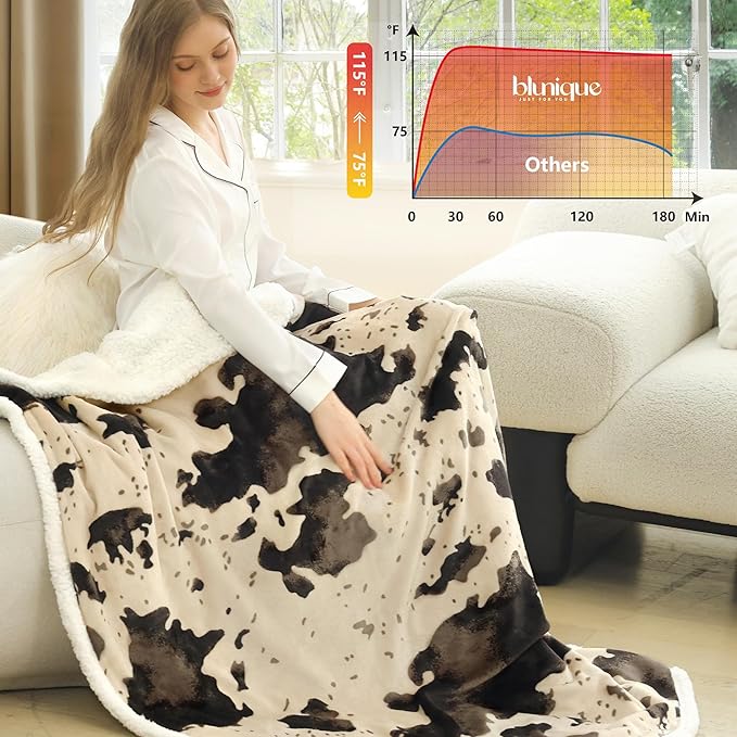 Heated Blanket Throw Blanket - Fast Heating Electric Blanket, Soft Flannel Heated Throw with 4 Time Settings,10 Heating Settings, Warm Gifts for Women & Mom & Grandma(50"x60" Light Brown)