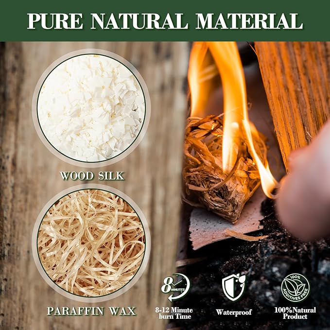 150PCS Fire Starter-Natural Fire Starters for Campfires, BBQ, Fireplaces, Barbecues, Chimneys, Fire Starters for Pizza Ovens, Fireplaces, Grills and Other Scenarios, Charcoal Starters