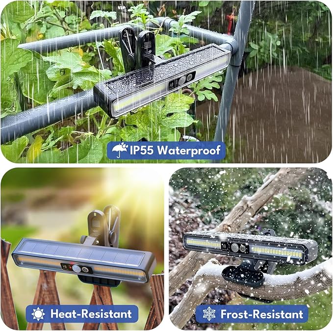 Clip On Solar Motion Lights Outdoor - 4 Pack, 3 Modes Fence Lights Solar Powered, 36 LEDs 6500K Waterproof, Portable Security Light for Yard, Camping, Garage(Cold White)
