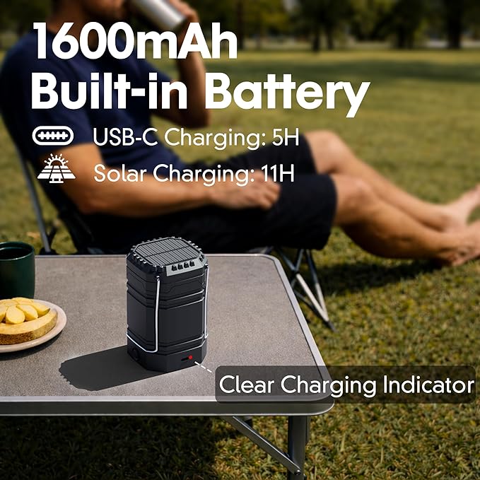 4 Pack Rechargeable Emergency Lanterns for Power Outages, USB-C & Solar Backup, Lantern Flashlight Combo, 1600mAh, 30H Runtime, Compact Hanging Lights for Camping Tent