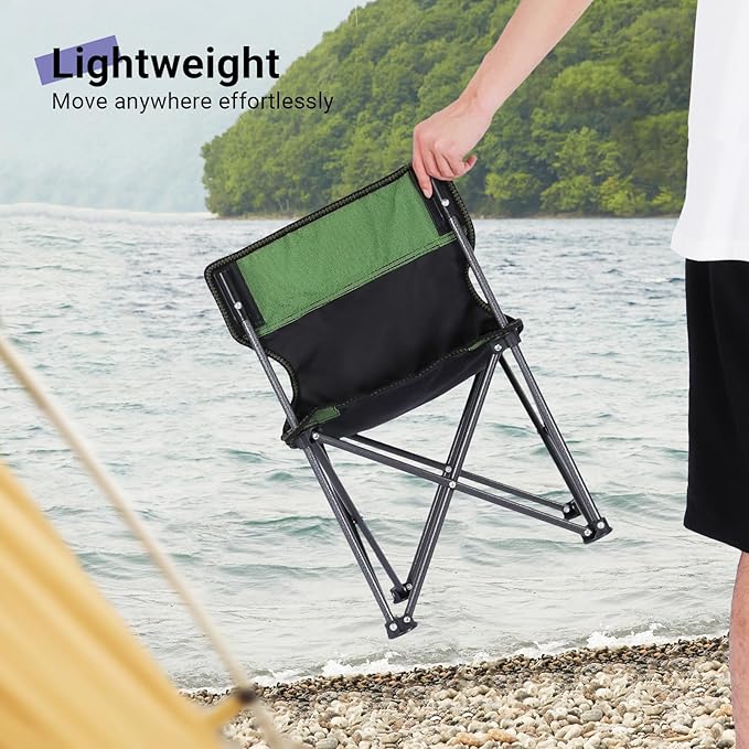 Byliable Kids Camping Chair, Kids Folding Chair for Outdoor, Lightweight Backpacking Chair, Armless Foldable Lawn Chair for Outdoor Camping Hiking Beach Sports and Picnic, Green, with Carry Bag