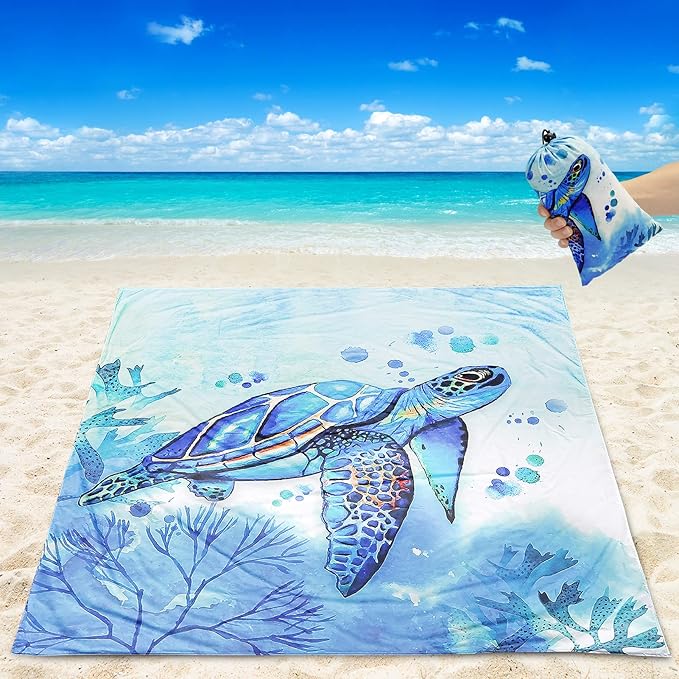 AISPARKY Beach Blanket Waterproof Sandproof Extra Large, Oversized Beach Mat, Quick Drying&Compact&Lightweight, Picnic Blankets Vacation Essentials for Outdoor Beach Camping (79" X 108" (6 Person))