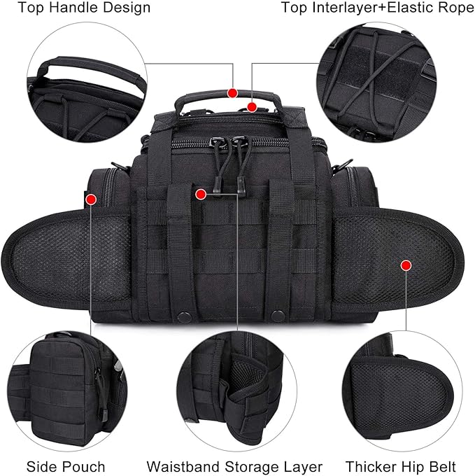 G4Free Outdoor Travel Waist Pack Hiking Fanny Pack Tactical bag Fishing Tackles Black