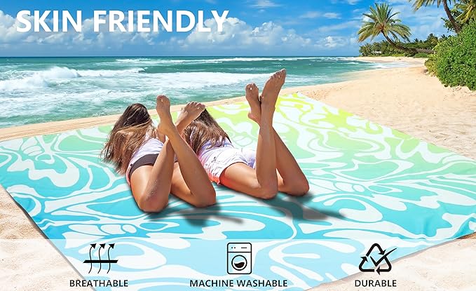 HIHOHO Beach Blanket Waterproof Sandproof Extra Large Beach Mat 79" X 83"/120"x108"for 1-8 Adults Quick Drying Durable Outdoor Picnic Mat for Beach Travel Camping Hiking