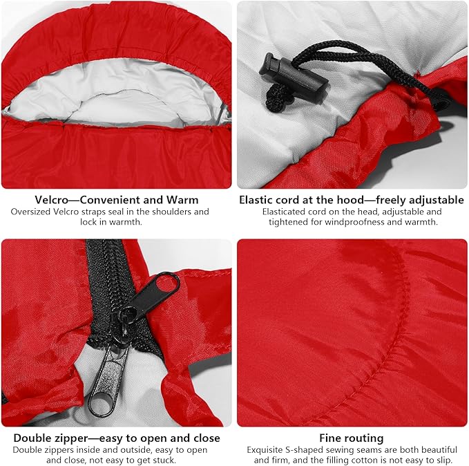 Sleeping Bags, Lightweight Camping Sleeping Bag for Adults, Kids, Hiking, Outdoor, Travel, Cold Weather & Warm