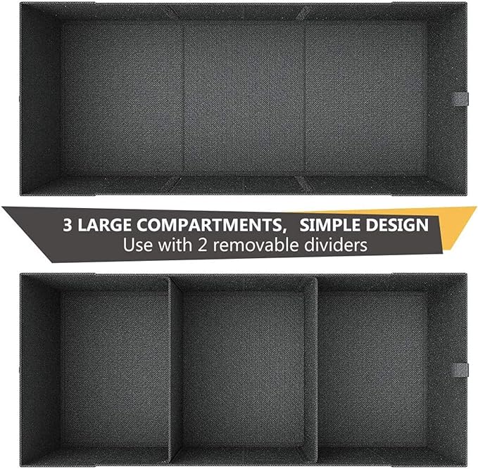MIU COLOR Trunk Organizer for SUV, Sturdy Car Organizer, Non-Slip Bottom, Folded Storage Organizer for Sedan, Van, Jeep, Grocery, Car Organization for Men, Women, Large 3 Compartments, Classic Blk
