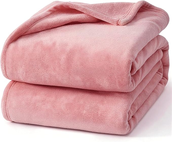 Hansleep Fleece Dusty Rose King Blanket, Super Soft Flannel Fuzzy Plush Cozy Blanket for All Seasons, Dusty Rose, King 90x108 Inches