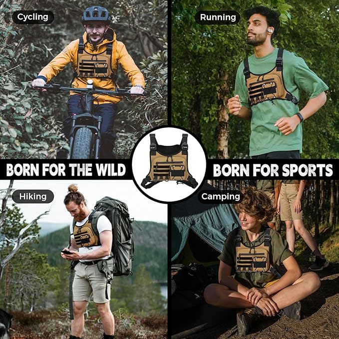 koculemi Outdoor Sports Chest Bag for Men, Chest Vest Holster Fits Most Pistols, EDC Travel Chest Pack for Running, Hiking
