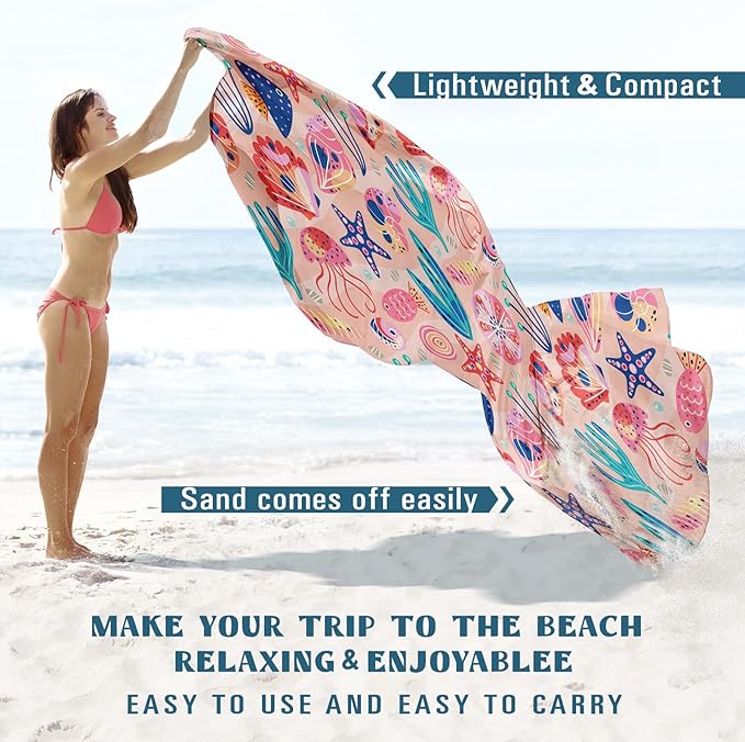 Famstar Beach Blanket Sandproof Waterproof 78''×110'' 1-7Adults Oversized,Compact Lightweight Durable Beach Mat for Travel Camping Hiking Picnic Blanket