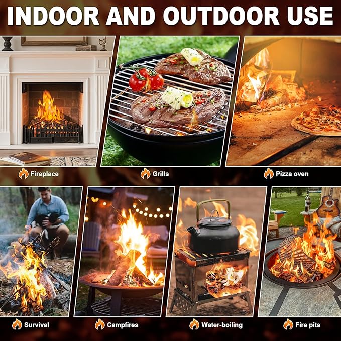 130 pcs Fire Starter-All Natural Wood Fire Starters for Fireplace,BBQ,Camping,Grill, Waterproof Quick Ignition Camp Fires tarter Accessories Kit (Indoor/Outdoor Use)