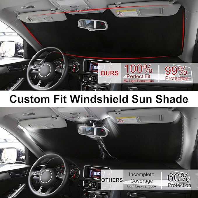 Windshield Sun Shade Accessories Compatible with 2022 2023 2024 2022-2026 Tundra for Toyota Foldable Sunshade Sun Visor Blocks UV