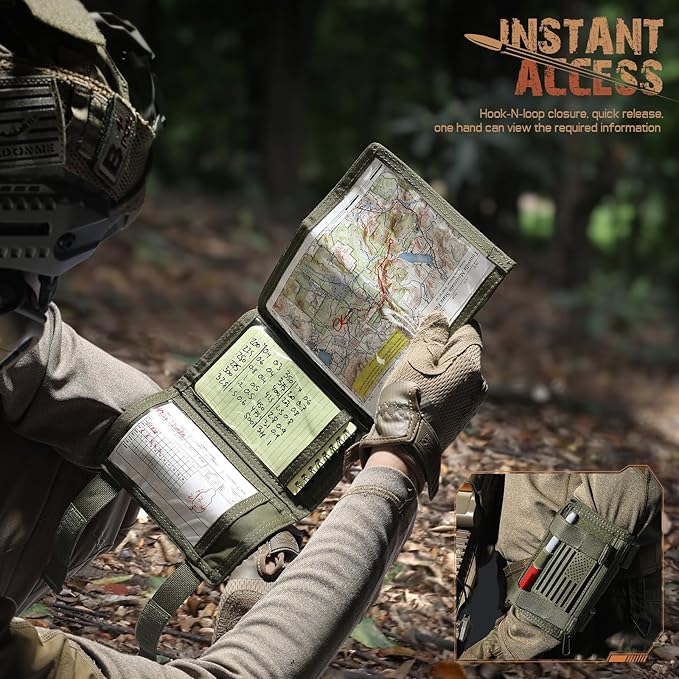 LIVANS Map Case Tactical Arm Sleeve QB Wristband Map Pouch Tactical Armband Sleeve Military Arm Wrist Pouch Document DOPE Card Holder for Shooting Rescue Field Measurement, Include Flag Patch
