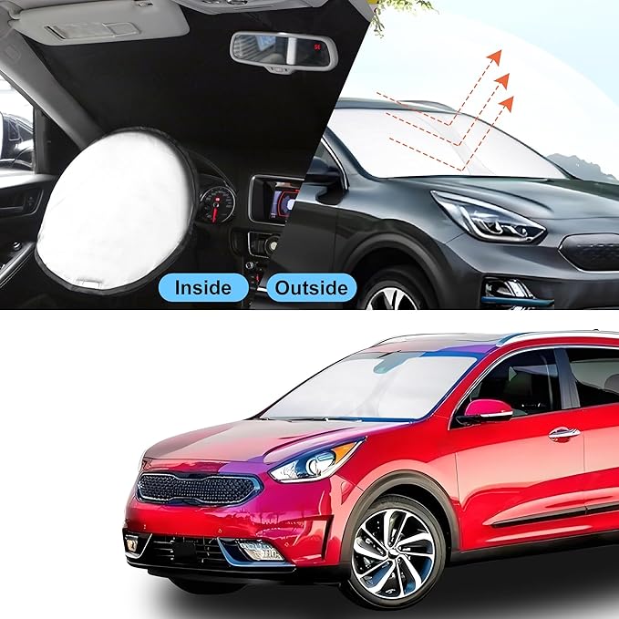 YYCKE Windshield Sun Shade Accessories Compatible with 2017-2022 NIRO for Kia Foldable Sunshade Sun Visor Blocks UV