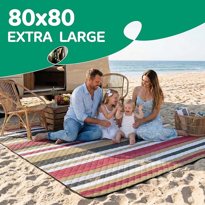 Waterproof Beach Blanket Picnic Outdoor Camping Mat Oversized Extra Large Foldable Sandproof Sand Free Resistant Big XL Giant Towel Hawaii Honeymoon Essentials Women Summer Must Have Vacation Gift