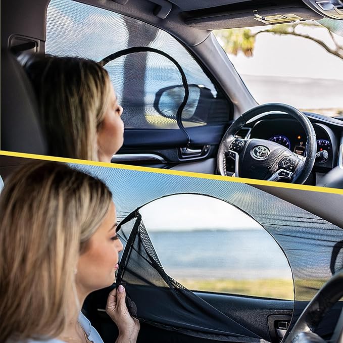 Car Side Window Screen Covers Car Side Window Sun Shades-Intended for SUVs Pickup Trucks Minivans Camper Vans Like Ford 250, Ford Transit,Honda Element, Dodge Grand Caravan