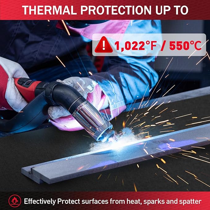 Silicone Coated Welding Blanket 4x6 ft - Heavy Duty Heat Resistant Fabric, 1022 °F Fire Resistant Blankets, High Temp Insulation Blanket for Industrial, Smoker, Camping, Grill