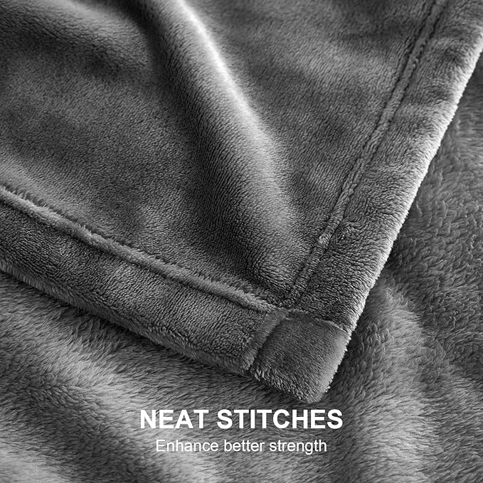 Hansleep Fleece Grey Full Blanket, Super Soft Flannel Fuzzy Plush Cozy Blanket for All Seasons, Grey, Full 84x90 Inches