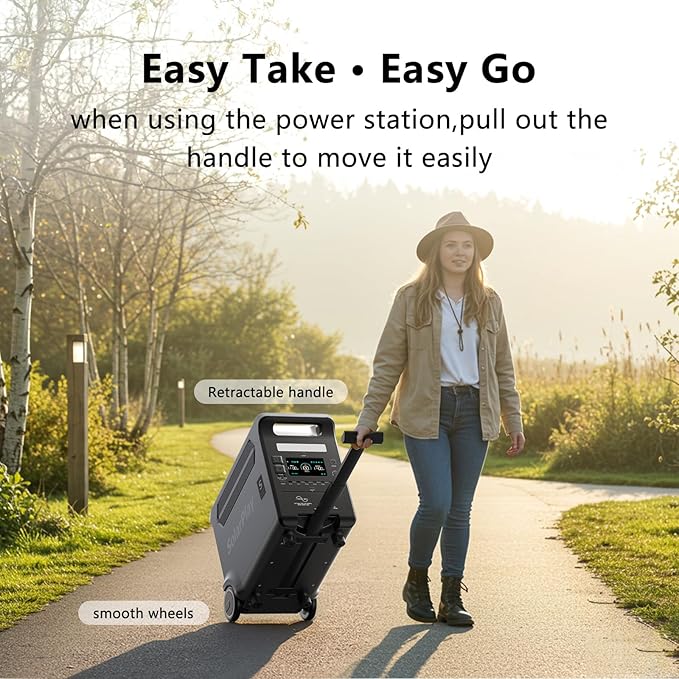 SolarPlay Portable Power Station, 3600W((5500W Peak), 3840Wh Solar Generator 2Hrs Fast Charging LiFePO4 Battery, Adjustable Input Power, UPS function with AC output for Home Camping Outdoor Backup