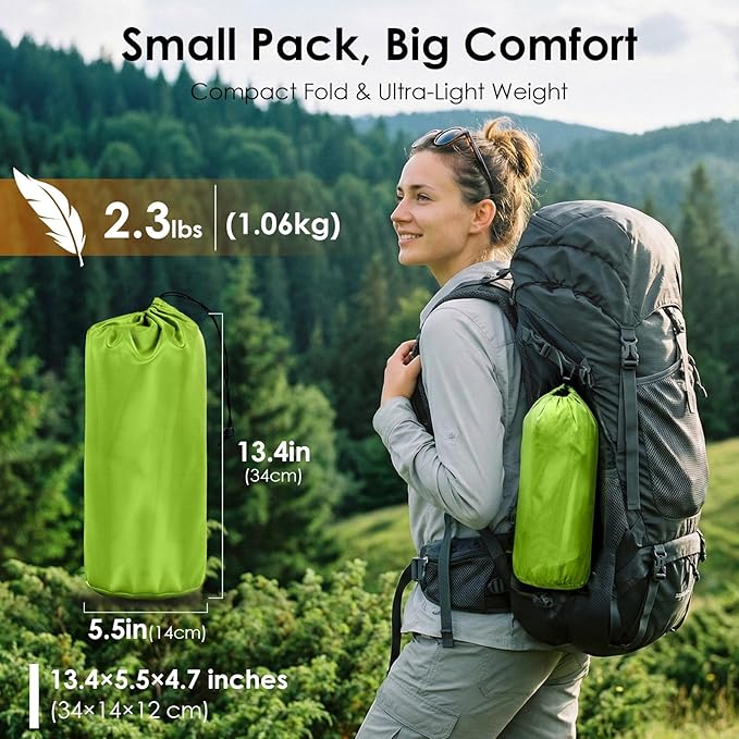Minthouz Camping Sleeping Pad, 5 Inch Thick Inflatable Camping Pad, Foot Pump Fast Inflation, Portable Sleeping Mat for Camping Backpacking Hiking Traveling Tent