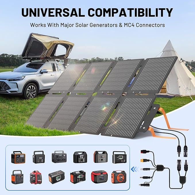 SOLUPUP 100W Portable Solar Panels-24% High Efficiency-Compact 8-fold Design MC-4 Output for Power Station Generator Power Banks RV & Emergency IP67 Waterproof for Camping RV Travel Outdoor Activities
