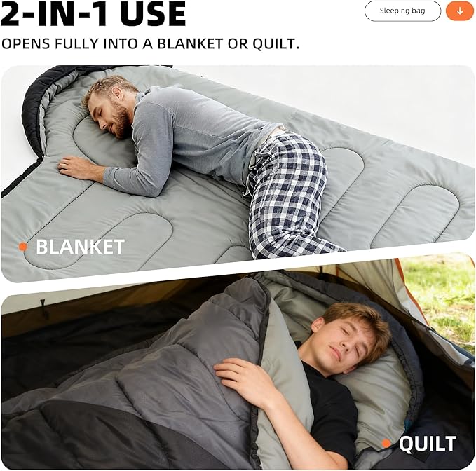 Sleeping Bags for Adults Cold Warm Weather,Backpacking Compact Lightweight Camping Sleeping Bag with Compression Sack for Kids,Camping Essentials Gear for Hiking,Travel,Climb,Outdoor, Indoor