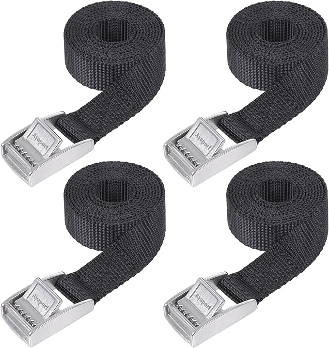 Ayaport Cam Buckle Lashing Straps with Stainless Steel Cam Buckle 1650lbs Break Strength Truck Straps 2ft Tie Down for Packing