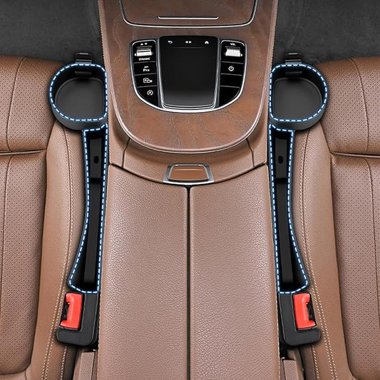Car Seat Gap Filler, Seat Gap Organizer with Phone Holder, Car Seat Accessories Fit Car SUV Truck, 2PCS Seat Gap Filler with Purse Hook for Car, Black