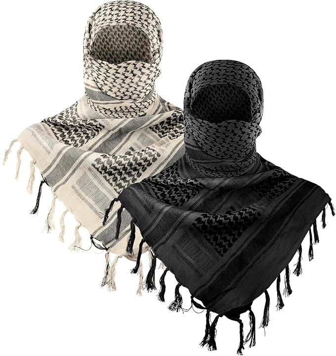 Aonal Military Shemagh Tactical Desert Scarf, 100% Cotton Keffiyeh Neck Head Scarf Wrap for Men Women