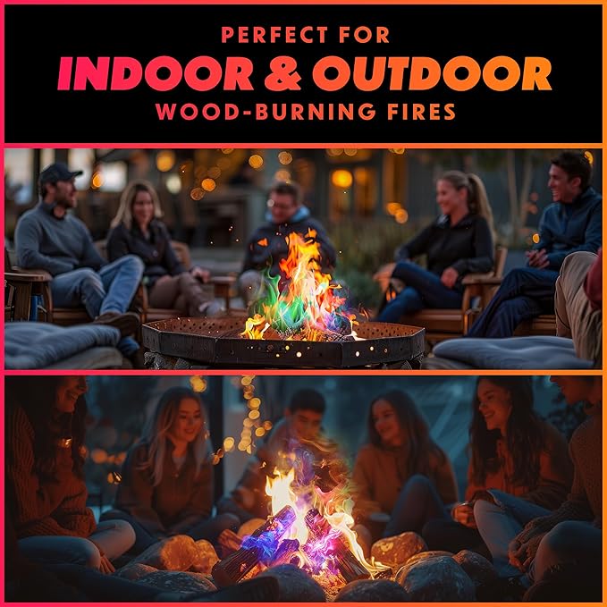 Magical Flames Fire Color Packets (10 Pack), Vibrant Multi-Color Fire for Fire Pits, Campfires, Bonfires & Fireplaces - Camping Essentials & Outdoor Party Accessories