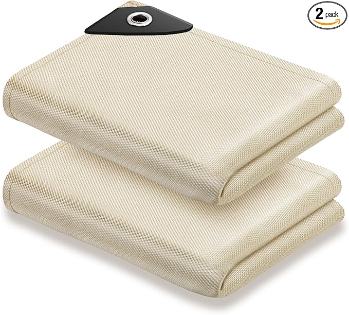 Welding Blanket Fire Resistant Large 6x8 ft - 2 Pack Fiberglass Flame Retardant Fabric 1022 °F High Temp Heat Shield Blankets Insulation Mat for Soldering, Grill, Industrial, Smoker, Camping