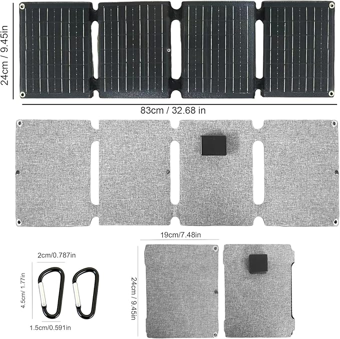 30W Portable Foldable Solar Panel, 4-Fold Solar Charger with USB QC3.0 & DC Outputs, lPx4 Waterproof Solar Panel Charger for Camping, Hiking, Portable Source, Emergency Power Outage