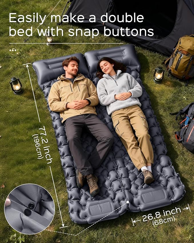 covacure Sleeping Pad - 3.9" Thick Sleeping Mats Camping with Built-in Foot Pump, Ultralight & Compact Air Mattress with Pillow for Backpacking, Hiking, Outdoor
