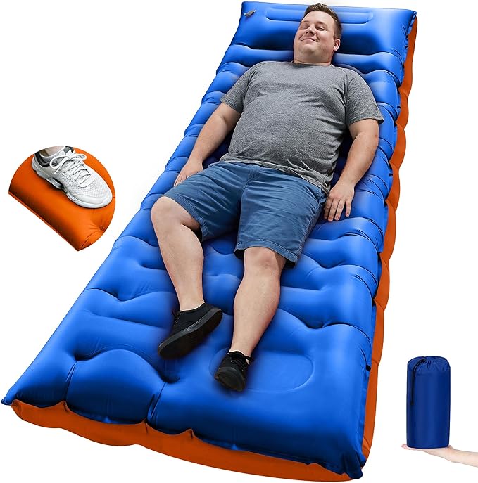 Camping Sleeping Pad,5.9 Inch Thick Camping Mat with Built in Pillow and Foot Pump,Self Inflating Sleeping Pad for Camping Backpacking（Green