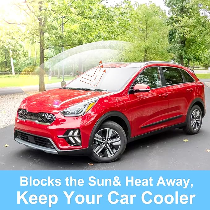 YYCKE Windshield Sun Shade Accessories Compatible with 2017-2022 NIRO for Kia Foldable Sunshade Sun Visor Blocks UV
