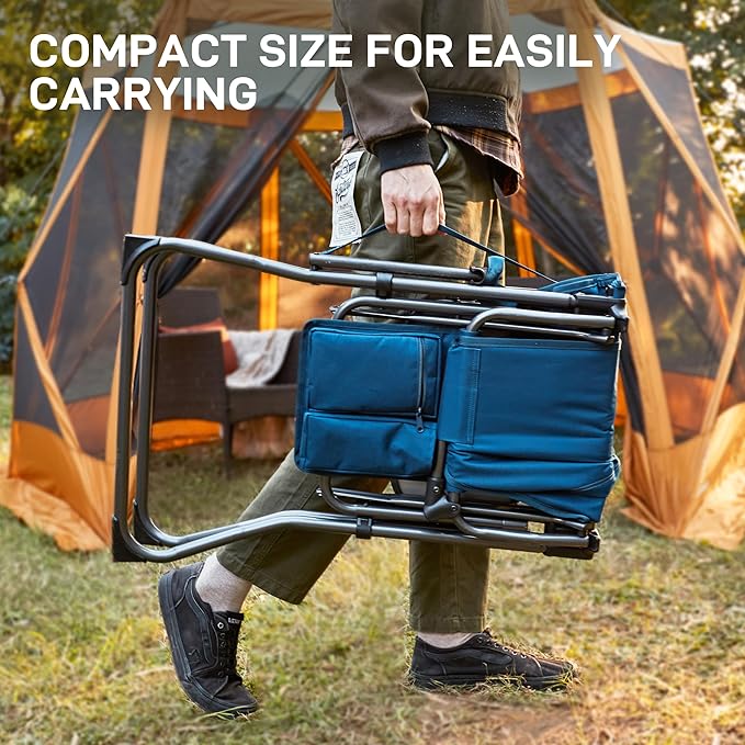 EVER ADVANCED Portable 30.7" Seat Height Tall Folding Camping Chair Directors Chair High Foldable Bar Stool with Side Table for Makeup Artist, Sports Event, Craft Show, Supports 350LBS