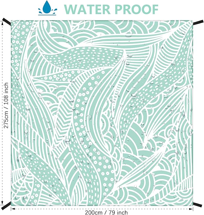 HIHOHO Beach Blanket Waterproof Sandproof Beach Mat for 1-8 Adults Quick Drying Durable Outdoor Picnic Mat for Beach Festival Travel Camping Hiking (LBL-Ripple, 79"×108"(6 Person))