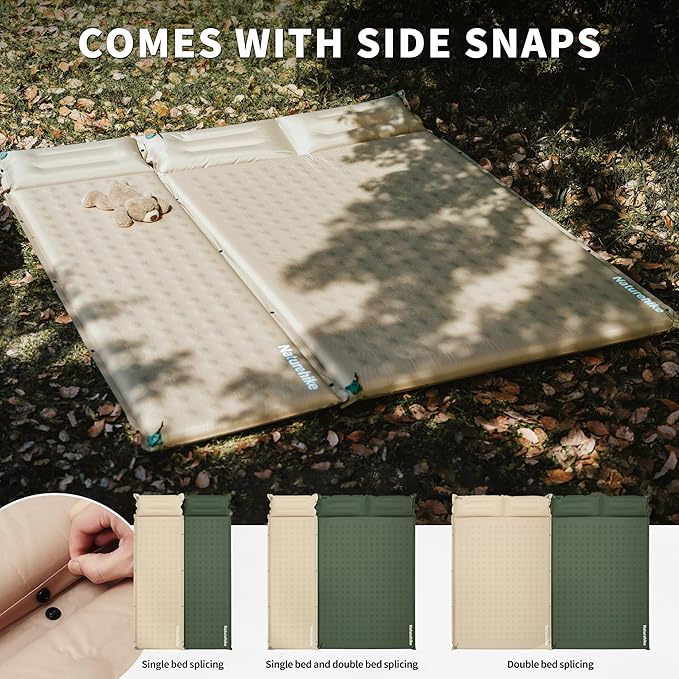 Naturehike Connectable Double Self Inflating Sleeping Pad, 2.36" Memory Foam Camping Pad, Backpacking Camping Mattress Pad for Tent, Travel, Car, Hammock