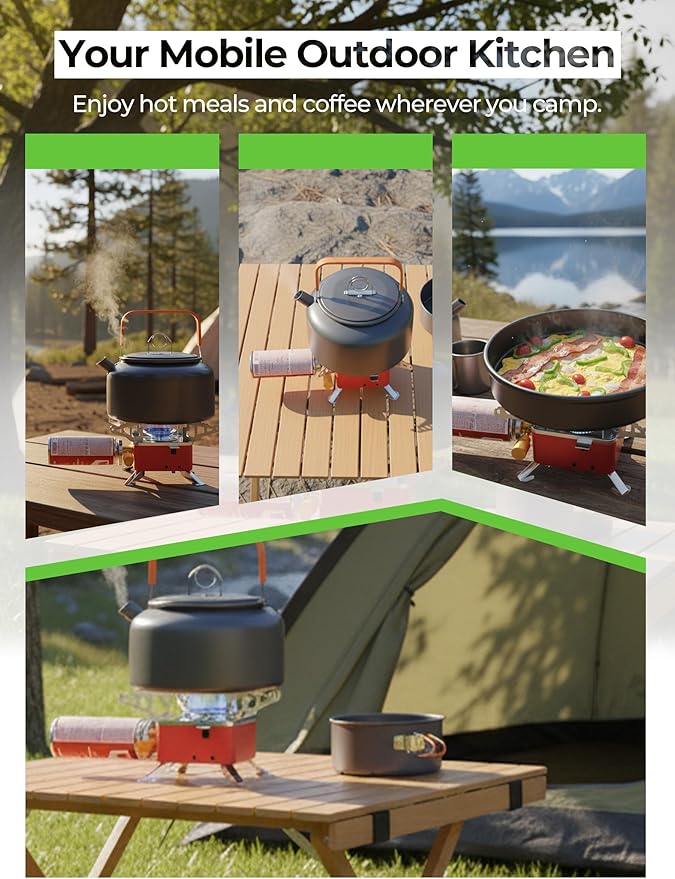 SYIPO Portable Camping Stove, Ultralight Backpacking Stove with Stable Support Wind-Resistance Camp Stove, Mini Outdoor Folding Metal Camping Gas Stove for Camping, Hiking, Cooking, ect.