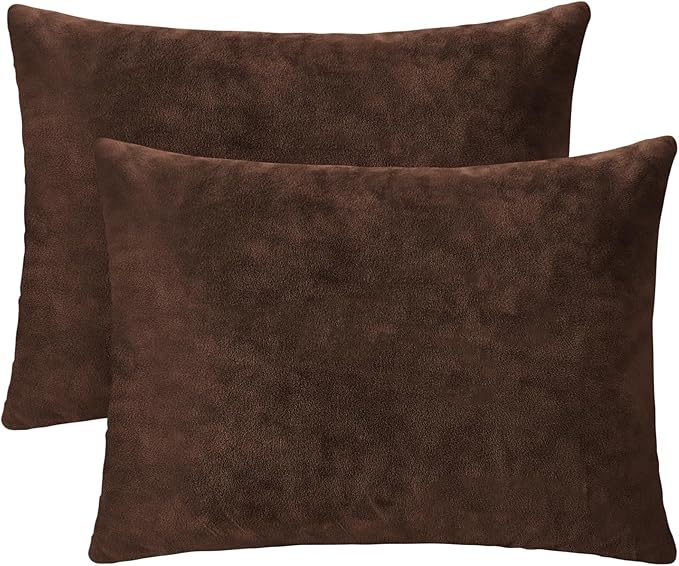 1 MIDDLE ONE 2 Pack Small Pillow, 16 X 12 Inches, Memory Foam Mini Pillow for Travel, Camping, Sleeping, Nap and Neck, Knee, Lumbar Support, Tiny Cushion for Pet, Dogs (Brown)