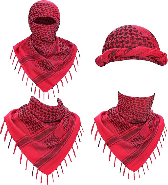 Explore Land Cotton Shemagh Keffiyeh Tactical Desert Scarf Neck Head Wrap with Tassel for Men Women
