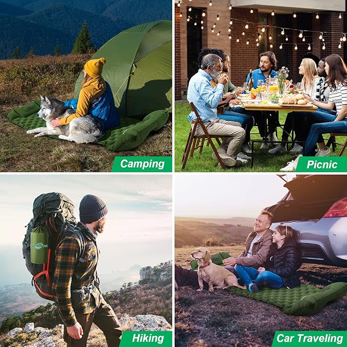 WANNTS Sleeping Pad, Ultralight Inflatable Sleeping Pad for Camping, Built-in Pump, Ultimate for Hiking - Airpad, Carry Bag, Repair Kit - Compact & Lightweight Camping pad