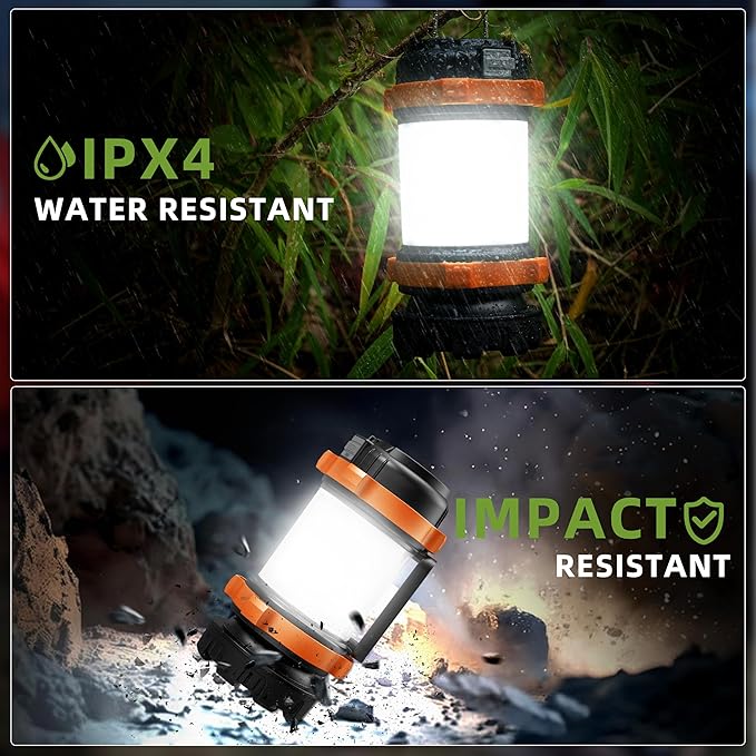 AlpsWolf Camping Lantern Rechargeable , Alpswolf Camping Flashlight 4000 Capacity, 6 Modes, IPX4 Waterproof, Led Lantern Camping, Hiking, Outdoor Recreations (1pack-Orange)