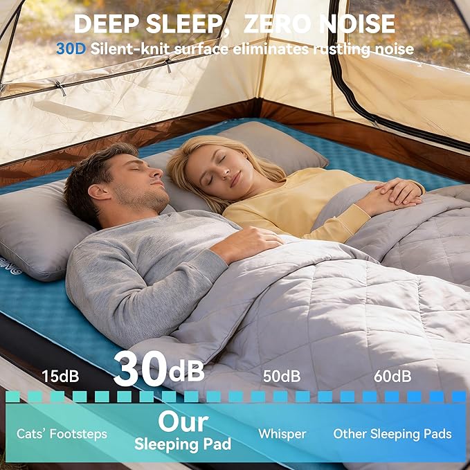 HEETA Self Inflating Sleeping Pad with Electric Pump, 4" Ultra Thick Memory Foam Camping Mattress, 9.5 R-Value Insulated Sleeping Mat, Easy to Inflate & Deflate for Camping Car Travel Tent Cot Bed