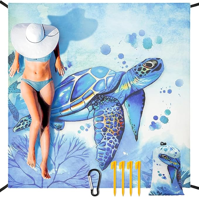 HIHOHO Beach Blanket Waterproof Sandproof Extra Large Beach Mat 79" X 83"/120"x108"for 1-8 Adults Quick Drying Durable Outdoor Picnic Mat for Beach Travel Camping Hiking