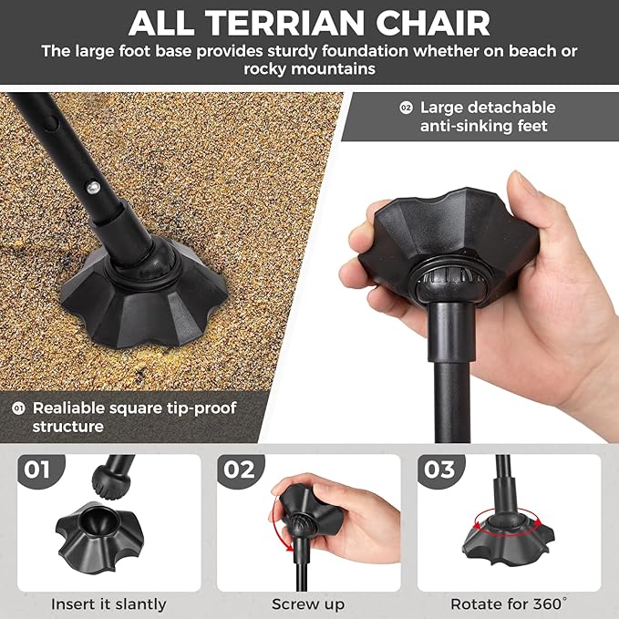 ATEPA UFO3.0 Ultralight Backpacking Chair, 330 lbs Heavy-Duty Aerospace Aluminum Folding Camp Chair with Hexagon Ergonomic Seat Anti-Sink Feet, Compact Portable Outdoor Gear for Hiking Fishing, Black