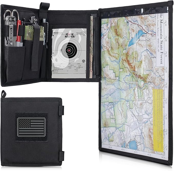 LIVANS Tactical Pouch Military Map Case Holder Army Foldable Map Storage Pouch Multifunctional for Outdoors or Hiking - 13"x10" Clear Viewing Area,1000D Oxford + Waterproof TPU
