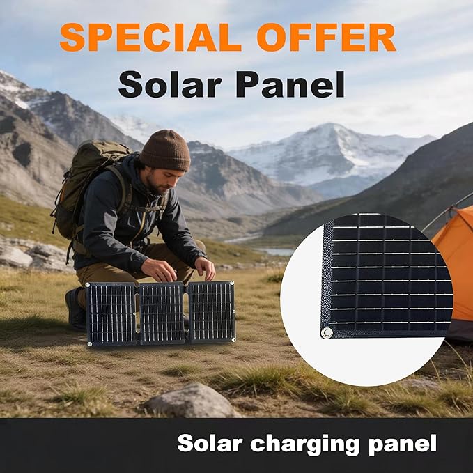 20W Portable Foldable Solar Panel, 3-Fold Solar Charger with USB QC3.0 & DC Outputs, lPx4 Waterproof Solar Panel Charger for Camping, Hiking, Portable Source, Emergency Power Outage