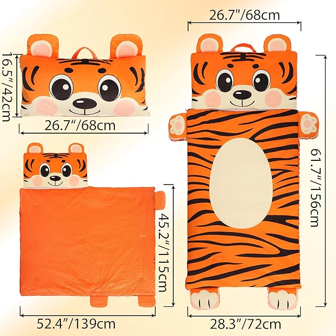 Wizland Sleeping Bag for Kid-Thick Cut Flannel School Mat for Boys and Girls Kindergarten Portable Nap Mats Super Soft, Warm, Cozy, 3.3 Lbs Thickened, 61.8"×28.3" Kid Gift for 3 4 5 6 7 8 9
