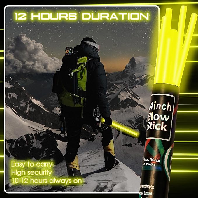 Lewtemi 10 Pcs Large Glow Sticks Big Giant Jumbo Halloween Christmas Emergency Light Stick for Camping Accessories, Survival Kit