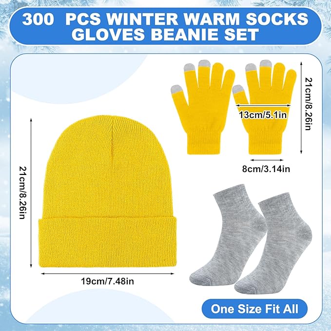400 Pcs Thermal Blankets Winter Warmth Set Bulk, Warm Socks Winter Touchscreen Gloves Beanie Hats Emergency Foil Blankets (Vibrant)